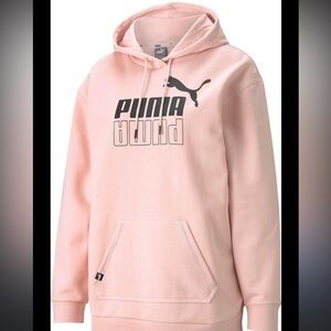 Puma Power Elongated Pullover Hoodie Pink & Black Casual Outerwear‎ Size XS